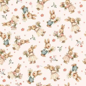 Toalla Microfibra Estampada Conejo con Ramo